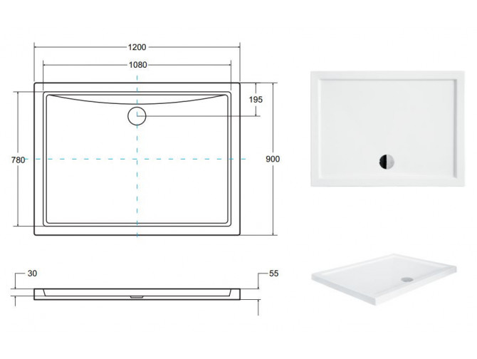 Duschwanne Rechteck Alpinas 120x90 |... Duschwanne Rechteck Alpinas 120x90 |...