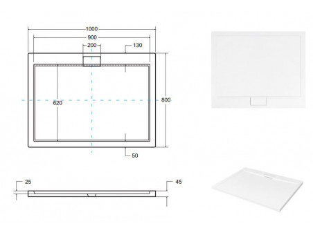 Duschwanne Rechteck Axim Slim 100x80 | Ablaufgarnitur im SET!