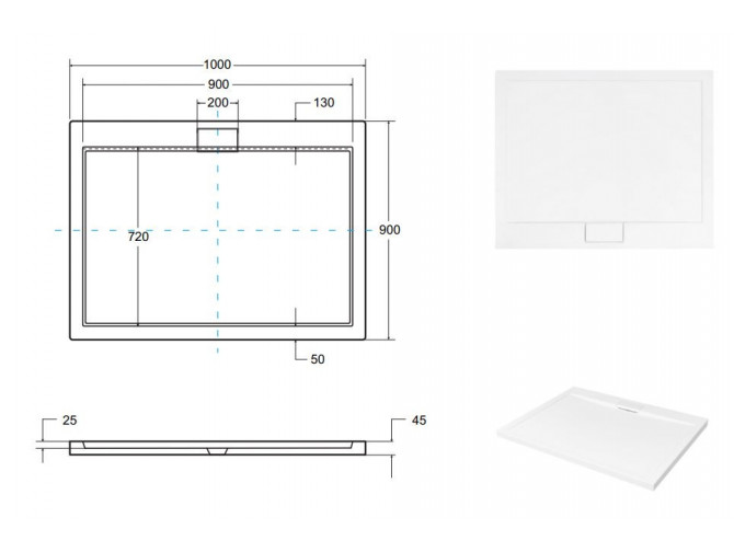 Duschwanne Rechteck Axim Slim 100x90...