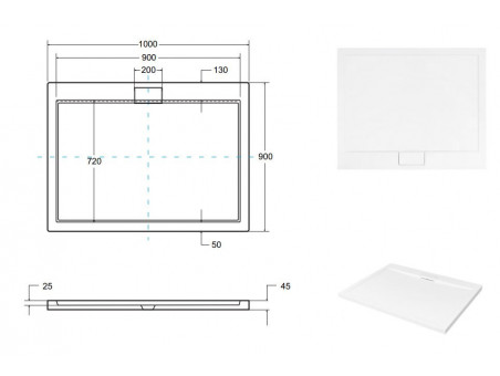 Duschwanne Rechteck Axim Slim 100x90 | Ablaufgarnitur im SET!