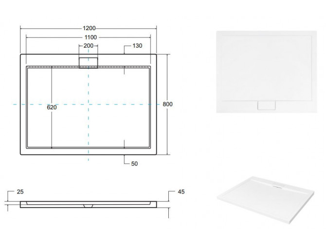 Duschwanne Rechteck Axim Slim 120x80...