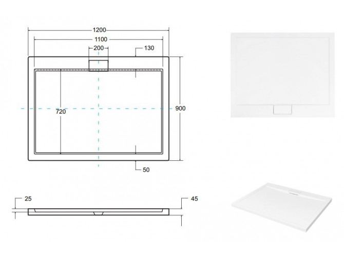 Duschwanne Rechteck Axim Slim 120x90...