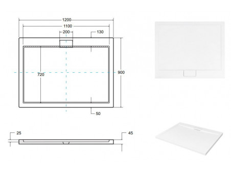 Duschwanne Rechteck Axim Slim 120x90 | Ablaufgarnitur im SET!