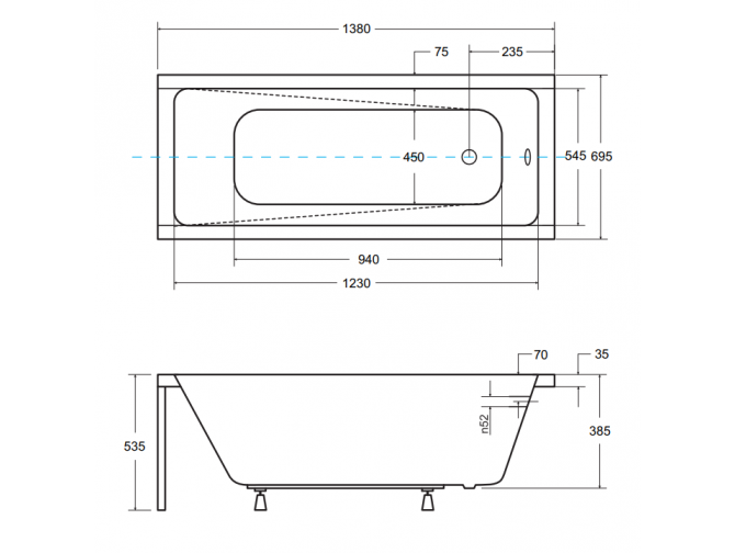 Badewanne Rechteck Modern 140x70 |... Badewanne Rechteck Modern 140x70 |...