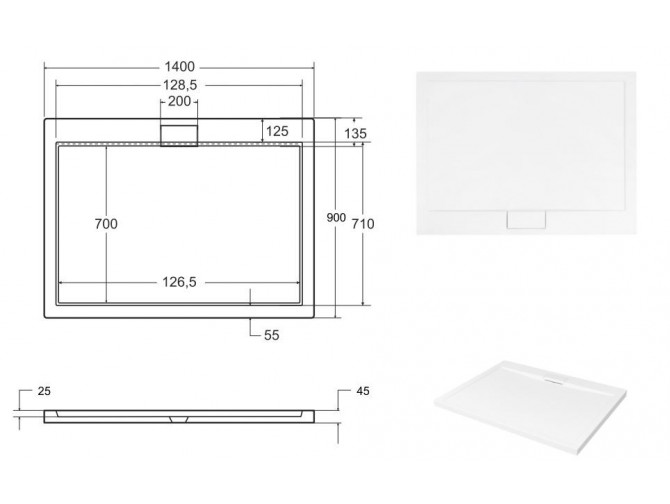 Duschwanne Rechteck Axim Slim 140x90...