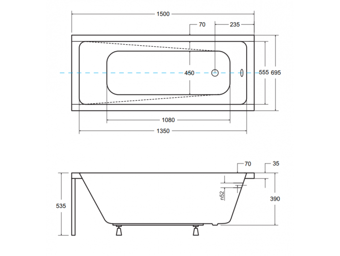 Badewanne Rechteck Modern 150x70 |... Badewanne Rechteck Modern 150x70 |...