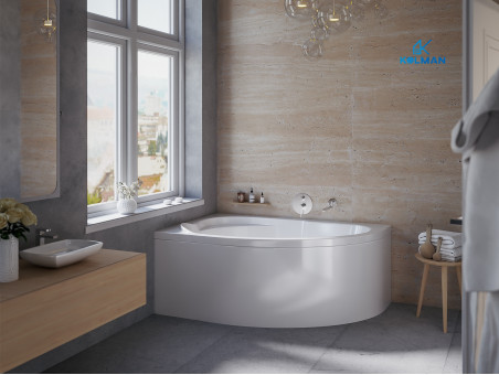 Badewanne Eckwanne STANDARDO 130x85 Links | Ablauf Viega & Füße GRATIS !
