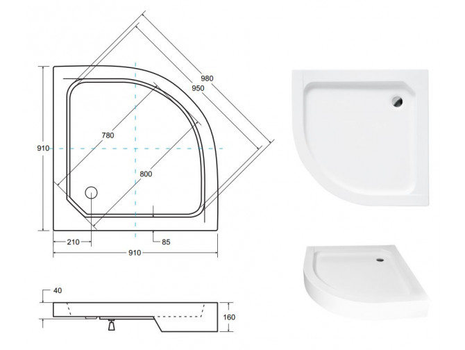 Duschwanne Halbrund Alexo 90x90 |...