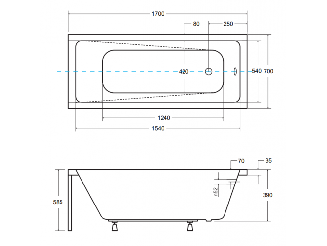Badewanne Rechteck Modern 170x70 |... Badewanne Rechteck Modern 170x70 |...