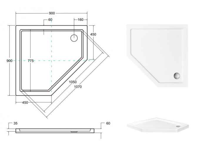 Duschwanne Halbrund Bergo 90x90 |... Duschwanne Halbrund Bergo 90x90 |...