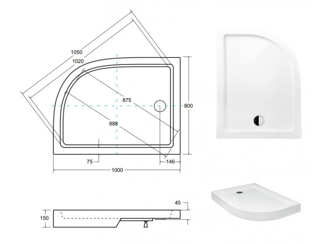 Duschwanne Halbrund Saturne 100x80... Duschwanne Halbrund Saturne 100x80...