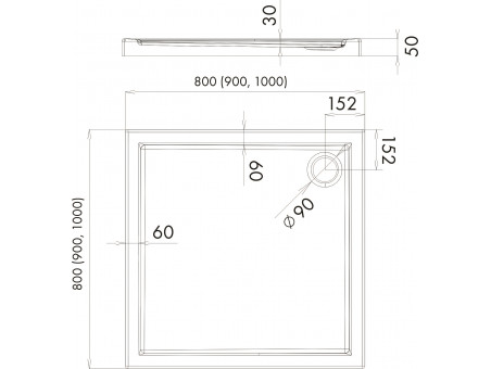 Duschwanne Viereck Caspar 90x90x5 | Ablaufgarnitur im SET !