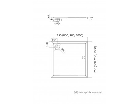 Duschwanne Viereck Caspar New 75x75 | Ablaufgarnitur im SET !