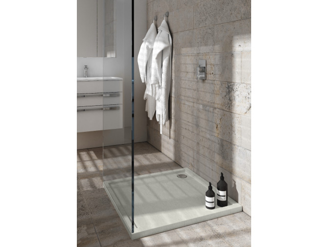 Duschwanne Viereck Caspar New 80x80 Zement | Ablaufgarnitur im SET !
