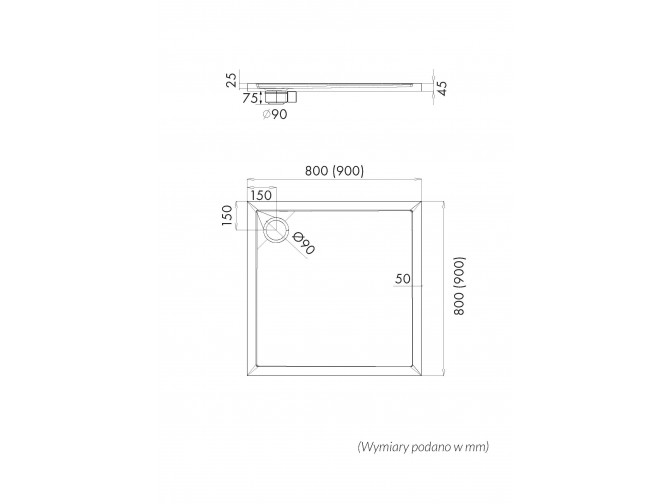 Duschwanne Viereck Caspar New 90x90...