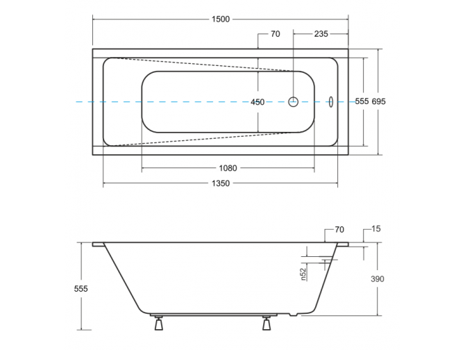 Badewanne Rechteck Modern Slim 150x70... Badewanne Rechteck Modern Slim 150x70...