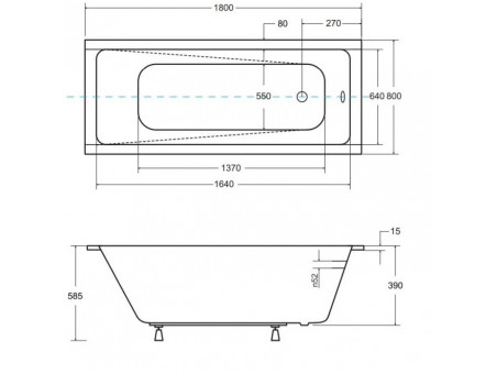 Badewanne Rechteck Modern Slim 180x80 Rand 15mm | Ablauf Viega & Füße GRATIS !