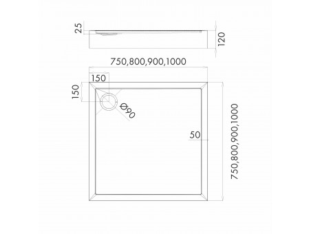 Duschwanne Viereck Competia New 90x90x12 | Ablaufgarnitur im SET !