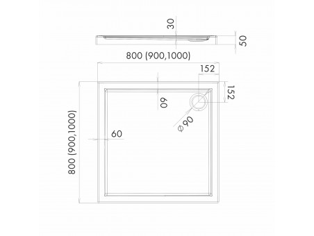 Duschwanne Viereck Corrina 90x90x5 | Ablaufgarnitur im SET !