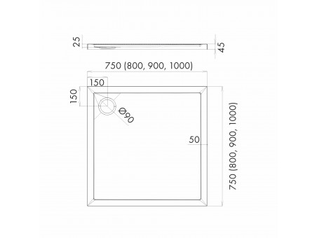Duschwanne Viereck Corrina New 100x100x4,5 | Ablaufgarnitur im SET !