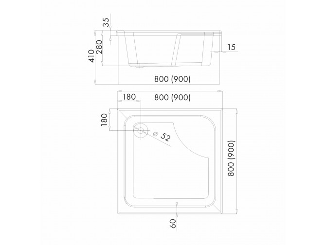 Duschwanne Viereck Dante 90x90x41 |... Duschwanne Viereck Dante 90x90x41 |...