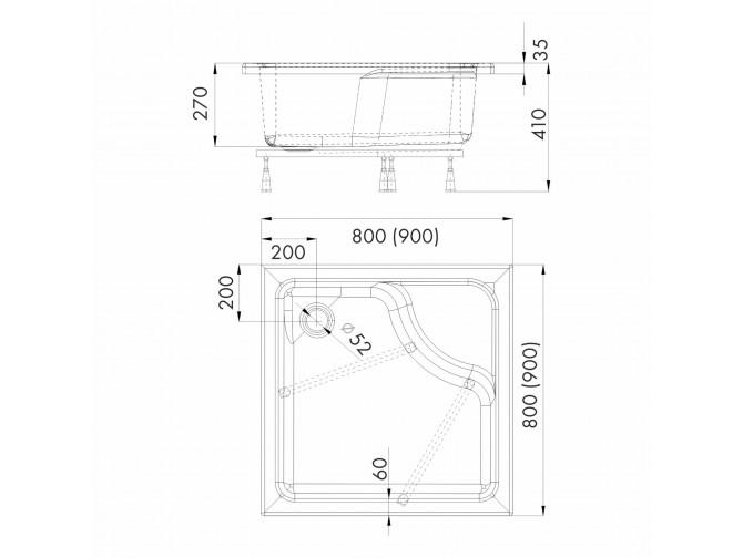 Duschwanne Viereck Doris 90x90 |...