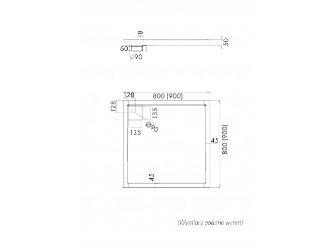 Duschwanne Viereck Omegax 90x90x5 |... Duschwanne Viereck Omegax 90x90x5 |...