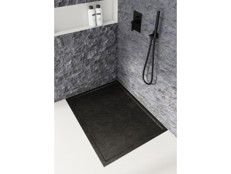 Duschwanne Viereck Omegax 80x80x5 Schwarz | Ablaufgarnitur im SET !