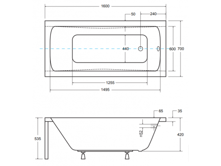 Badewanne Rechteck Optimaz 160x70 | Ablauf Viega & Füße GRATIS !