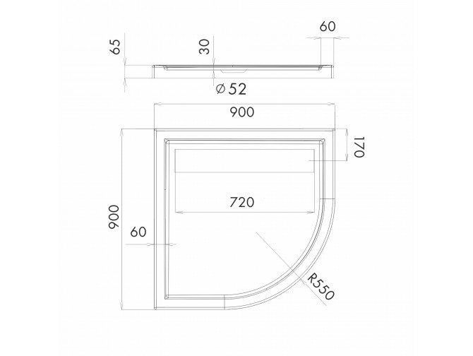 Duschwanne Halbrund Camparo 90x90 |...