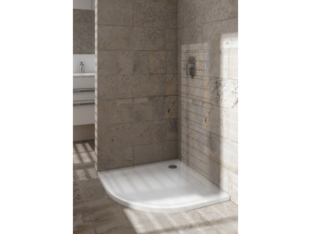 Duschwanne Halbrund Caspar New 100x100x4,5 | Ablaufgarnitur im SET!