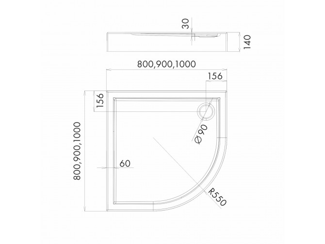 Duschwanne Halbrund Competia 80x80x14... Duschwanne Halbrund Competia 80x80x14...