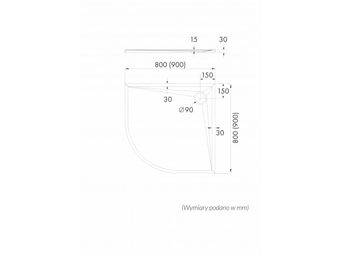 Duschwanne Halbrund Etrusco 90x90 |...