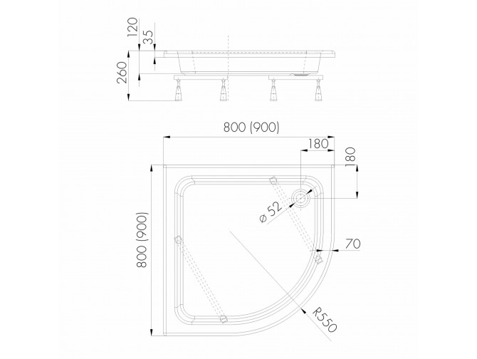 Duschwanne Halbrund Zefir 90x90 |... Duschwanne Halbrund Zefir 90x90 |...