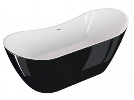 Freistehende Badewanne Abi 180x80 Glänzend Schwarz | Ablauf & Füße im SET!