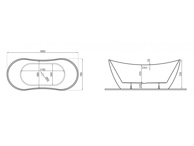 Freistehende Badewanne Abi 180x80...