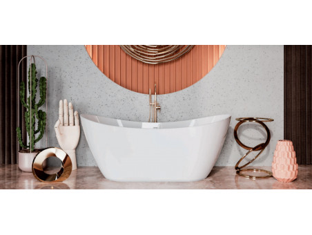 Freistehende Badewanne Abi 180x80 Rosa | Ablauf & Füße im SET!