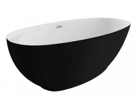 Freistehende Badewanne Kivi 165x75 Schwarz Matt | Ablauf & Füße im SET!