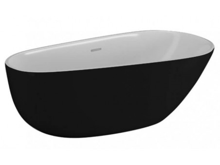 Freistehende Badewanne Shila 170x85 Schwarz Matt | Ablauf & Füße im SET!