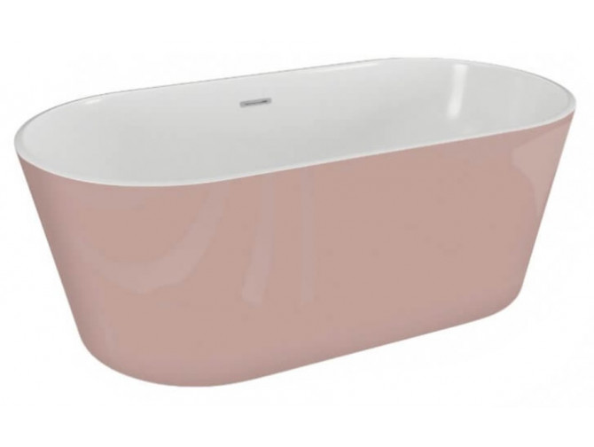 Freistehende Badewanne Uzo 160x80 Rosa | Ablauf & Füße im SET!