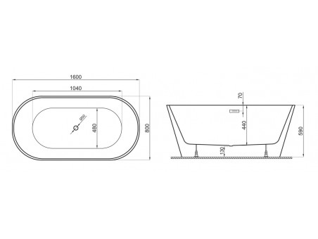 Freistehende Badewanne Uzo 160x80 Schwarz Matt | Ablauf & Füße im SET!