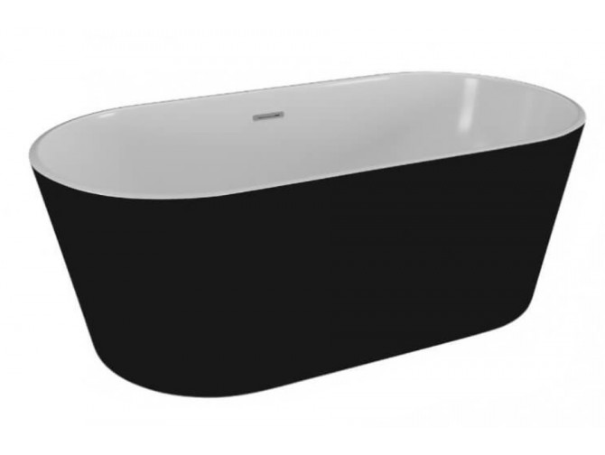 Freistehende Badewanne Uzo 160x80 Schwarz Matt | Ablauf & Füße im SET!