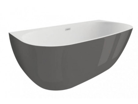 Freistehende Vorwand-Badewanne Risaz 160x80 Anthrazit | Ablauf & Füße im SET!