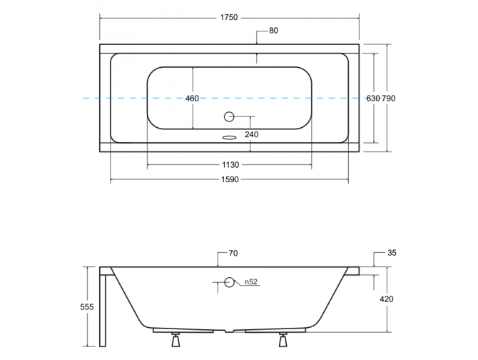 Badewanne Rechteck Quadros 175x80 |... Badewanne Rechteck Quadros 175x80 |...