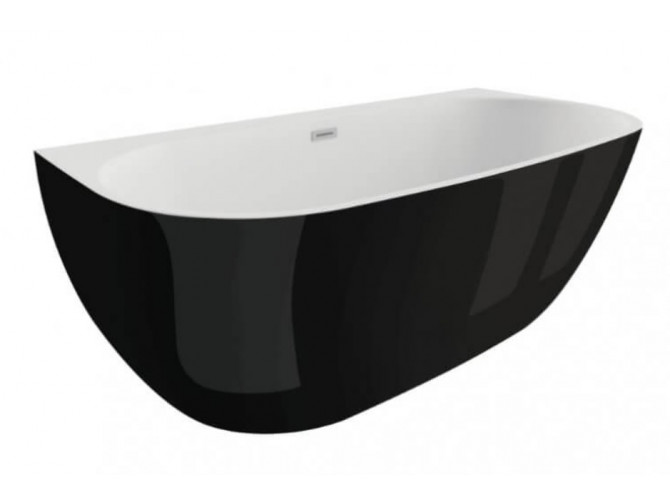 Freistehende Vorwand-Badewanne Risaz 160x80 Glänzend Schwarz | Ablauf & Füße im SET!