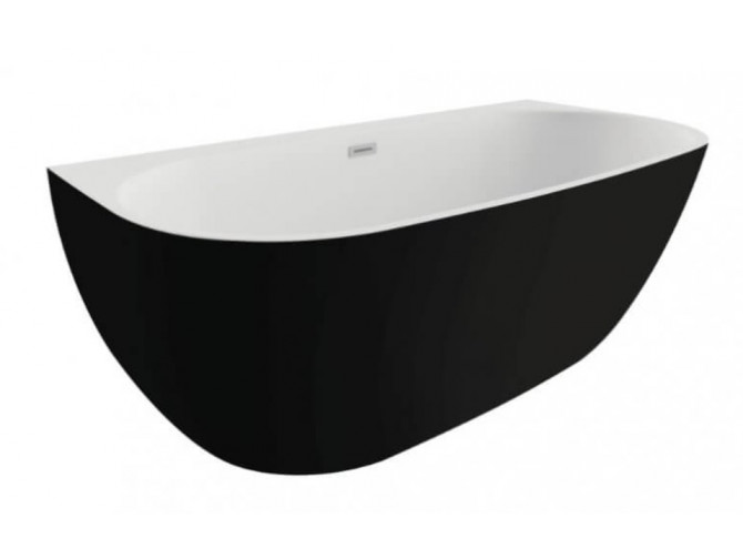 Freistehende Vorwand-Badewanne Risaz 160x80 Schwarz Matt | Ablauf & Füße im SET!