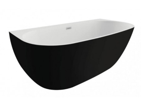 Freistehende Vorwand-Badewanne Risaz 160x80 Schwarz Matt | Ablauf & Füße im SET!