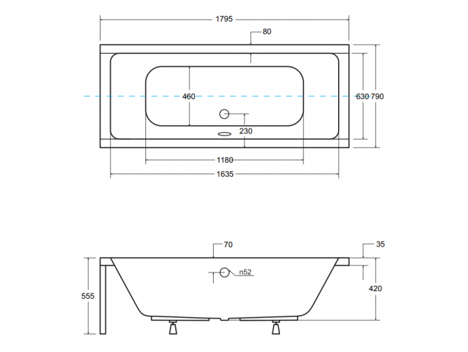 Badewanne Rechteck Quadros 180x80 |... Badewanne Rechteck Quadros 180x80 |...