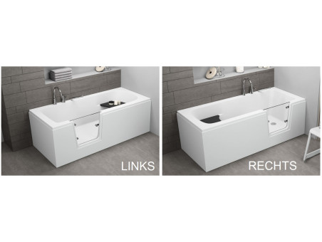 Freistehende Seniorenbadewanne mit Tür Avo 170x75 Rechts | Ablauf Viega & Füße im SET!