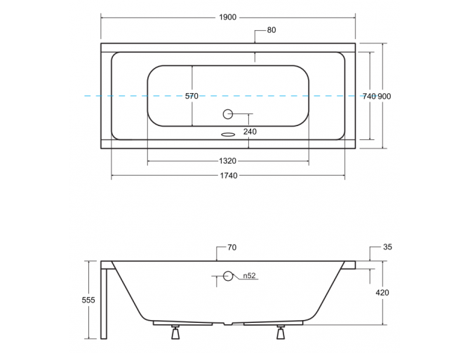 Badewanne Rechteck Quadros 190x90 |... Badewanne Rechteck Quadros 190x90 |...